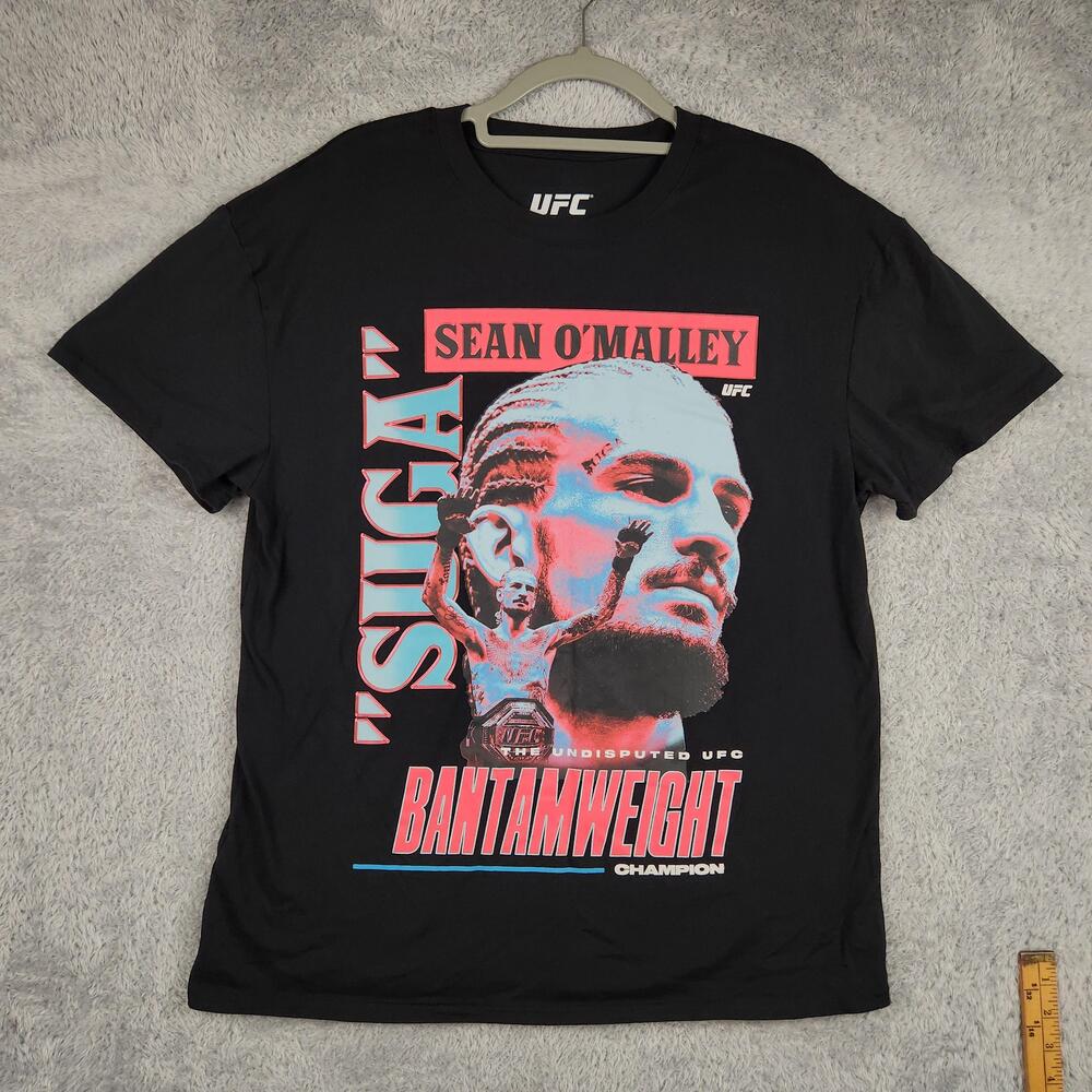 UFC Sean O'Malley Shirt Mens Large Black Suga Bantamweight Champion Graphic MMA